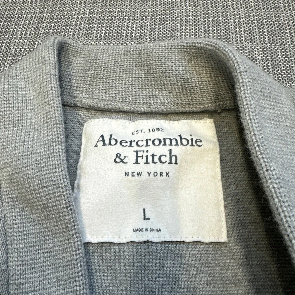Abercrombie‎ Fitch Cardigan Sweater Mens Small Gray Button Front Moose Logo *
